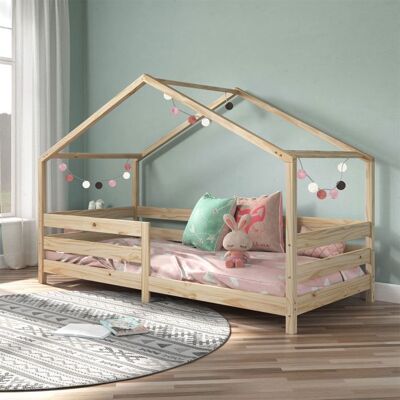 Idimex Lit cabane RENA lit simple montessori pour enfant 90 x 190 cm avec barrières de protection en pin massif à la finition naturelle Marron - Publicité Idimex Lit cabane RENA lit simple montessori pour enfant 90 x 190 cm avec barrières de protection en pin massif à la finition naturelle Marron - Publicité