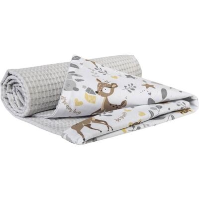 Medi Partners Couverture Bébé Couverture Enfant 100% Coton Double Face Multifonctionnelle 75x100 Cerf avec Waffle Gris Gris - Publicité Medi Partners Couverture Bébé Couverture Enfant 100% Coton Double Face Multifonctionnelle 75x100 Cerf avec Waffle Gris Gris - Publicité