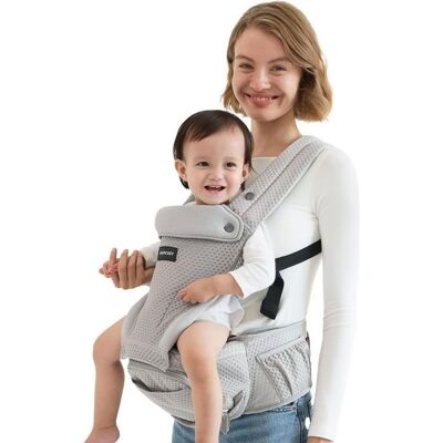 Momcozy Porte-bébé 2-en-1 avec Coussin de Hanche Réglable jusquà 20 kg Respirant pour Nouveau-nés et Tout-petits Gris Gris - Publicité Momcozy Porte-bébé 2-en-1 avec Coussin de Hanche Réglable jusquà 20 kg Respirant pour Nouveau-nés et Tout-petits Gris Gris - Publicité
