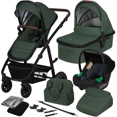 Poussette combinée 3en1 LIONELO Amber - Pack poussette canne Nacelle Siege auto sac et accessoires -vert foncé Vert - Publicité Poussette combinée 3en1 LIONELO Amber - Pack poussette canne Nacelle Siege auto sac et accessoires -vert foncé Vert - Publicité