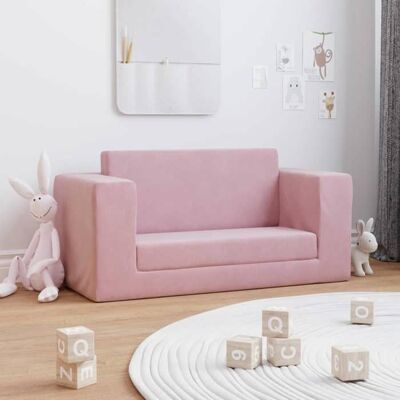 Canapé-lit pour enfants - vidaXL - 2 places - Peluche douce - Rose - 84x38x42 cm assise - 84x104x34 cm couchage Rose - Publicité Canapé-lit pour enfants - vidaXL - 2 places - Peluche douce - Rose - 84x38x42 cm assise - 84x104x34 cm couchage Rose - Publicité