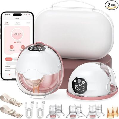 NOBRAND 【Lot de 2】Tire Lait Electrique Main Libre Double Portable -4 Modes15 Niveaux-Contrôle app Bluetooth-1200mAh-Silencieux-Écran tactile Rose - Publicité NOBRAND 【Lot de 2】Tire Lait Electrique Main Libre Double Portable -4 Modes15 Niveaux-Contrôle app Bluetooth-1200mAh-Silencieux-Écran tactile Rose - Publicité