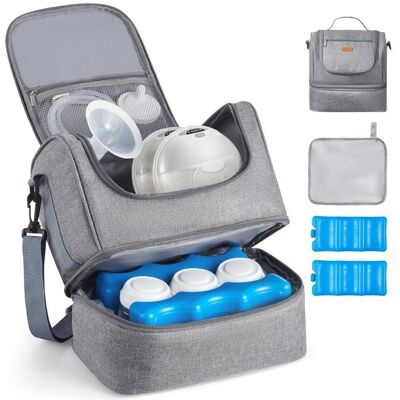 VEVOR Sac pour Tire-lait S1/S2 Sac Isotherme Conservation Lait Maternel Portable avec Pain de Glace Bandoulière Tapis Imperméable Gris - Publicité VEVOR Sac pour Tire-lait S1/S2 Sac Isotherme Conservation Lait Maternel Portable avec Pain de Glace Bandoulière Tapis Imperméable Gris - Publicité