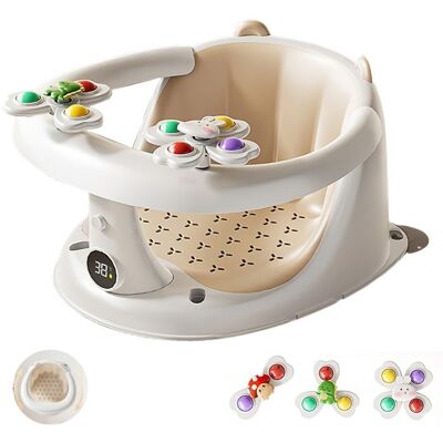 PIMPIMSKY Siège de bain pour bébé - 4 Ventouses & Coussins - Anneau de Bain Antidérapant - avec Thermomètre - Sécurité - Pour 6 mois et plus Blanc - Publicité PIMPIMSKY Siège de bain pour bébé - 4 Ventouses & Coussins - Anneau de Bain Antidérapant - avec Thermomètre - Sécurité - Pour 6 mois et plus Blanc - Publicité