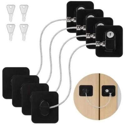 NOBRAND 4 Pièces Securité Fenetre Noir Cadenas Frigo Verrou Fenetre Forte Adhésif Serrure Frigo Sans Perçage Bloque Porte Placard - sh - Publicité NOBRAND 4 Pièces Securité Fenetre Noir Cadenas Frigo Verrou Fenetre Forte Adhésif Serrure Frigo Sans Perçage Bloque Porte Placard - sh - Publicité