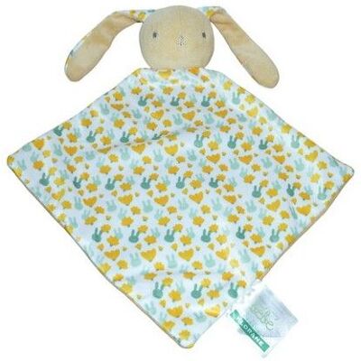 Doudou lapin plat marron blanc - Klorane - Publicité Doudou lapin plat marron blanc - Klorane - Publicité