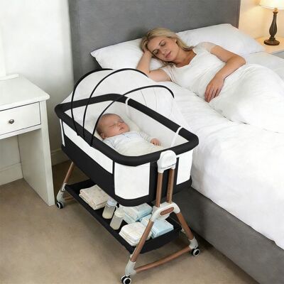 BERCEAU PORTABLE POUR BÉBÉ - HOMEWELL - HAUTEUR RÉGLABLE - 90*60*90-115CM - NOIR Noir - Publicité BERCEAU PORTABLE POUR BÉBÉ - HOMEWELL - HAUTEUR RÉGLABLE - 90*60*90-115CM - NOIR Noir - Publicité