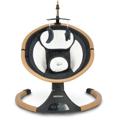 Transat électrique Deryan pour bébé - Transat à bascule - Aspect bois - Fonction Bluetooth haut-parleur et télécommande Noir - Publicité Transat électrique Deryan pour bébé - Transat à bascule - Aspect bois - Fonction Bluetooth haut-parleur et télécommande Noir - Publicité
