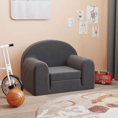 Canapé-lit pour enfants - vidaXL - Anthracite - Peluche douce - 52x34-90x40 cm - Housse amovible - Mousse épaisse Gris - Publicité Canapé-lit pour enfants - vidaXL - Anthracite - Peluche douce - 52x34-90x40 cm - Housse amovible - Mousse épaisse Gris - Publicité