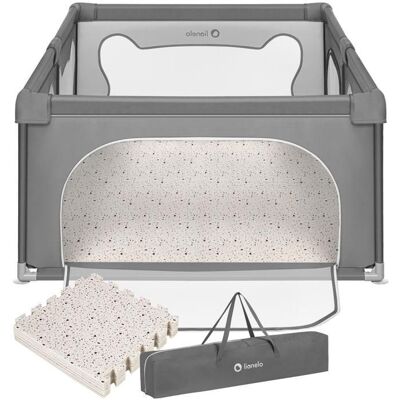 Parc bébé avec tapis puzzle LIONELO Willow -187 x 127 cm - Bonne isolation du sol - Tapis double face - Gris - Publicité Parc bébé avec tapis puzzle LIONELO Willow -187 x 127 cm - Bonne isolation du sol - Tapis double face - Gris - Publicité