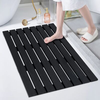 Tapis de Bain 100 x 60 cm COSTWAY Texture Antidérapante Design à Lattes pour Salle de Bain Douche Spa de Luxe Extérieur Noir Noir - Publicité Tapis de Bain 100 x 60 cm COSTWAY Texture Antidérapante Design à Lattes pour Salle de Bain Douche Spa de Luxe Extérieur Noir Noir - Publicité
