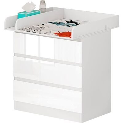 WOLTU Table à Langer Commode à Langer Bébé Plan à Langer avec 3 Tiroirs Meuble Enfant en Bois d’ingénierie et en MDF Blanc Blanc - Publicité WOLTU Table à Langer Commode à Langer Bébé Plan à Langer avec 3 Tiroirs Meuble Enfant en Bois d’ingénierie et en MDF Blanc Blanc - Publicité