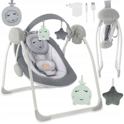 MoMi LISS – Balancelle Bébé Électrique Pliable – 5 Vitesses – Timer – 6 Mélodies – Jouets Ajustables – Grise Gris - Publicité MoMi LISS – Balancelle Bébé Électrique Pliable – 5 Vitesses – Timer – 6 Mélodies – Jouets Ajustables – Grise Gris - Publicité