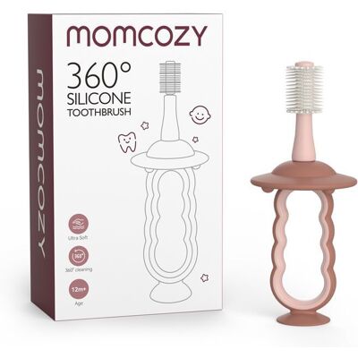 Momcozy Brosse à dents pour Bébé Ultra-douce pour Tout-petit avec Base Ventouse Nettoyeur Buccal pour Bébé Rose Rose - Publicité Momcozy Brosse à dents pour Bébé Ultra-douce pour Tout-petit avec Base Ventouse Nettoyeur Buccal pour Bébé Rose Rose - Publicité