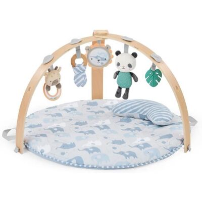 INGENUITY Tapis déveil bébé pliable Cosy Spot Elephantcoussin reversible arche de jeux en bois miroir et jouets sensoriels bébé Bleu - Publicité INGENUITY Tapis déveil bébé pliable Cosy Spot Elephantcoussin reversible arche de jeux en bois miroir et jouets sensoriels bébé Bleu - Publicité