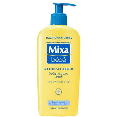 Lot de 6 - Mixa Bébé Gel Très doux 2 en 1 corps et cheveux 300ml - Publicité Lot de 6 - Mixa Bébé Gel Très doux 2 en 1 corps et cheveux 300ml - Publicité