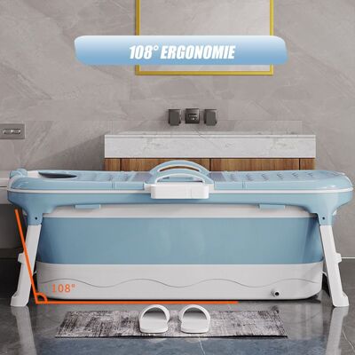HOMEWELL YIPEEMA. BAIGNOIRE PLIABLE PORTABLE EN PLASTIQUE AVEC PLATEAU - ADAPTÉE AUX ENFANTS ET AUX ADULTES - 118*60*53CM - BLEU ET BLANC. Bleu - Publicité HOMEWELL YIPEEMA. BAIGNOIRE PLIABLE PORTABLE EN PLASTIQUE AVEC PLATEAU - ADAPTÉE AUX ENFANTS ET AUX ADULTES - 118*60*53CM - BLEU ET BLANC. Bleu - Publicité