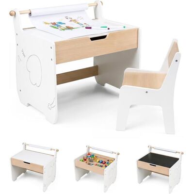 Table Enfant 3 en 1 et Chaise COSTWAY Plateau Amovible Rangement Porte-rouleau de Papier pour Crèche et Salle de Jeux Naturel - Publicité Table Enfant 3 en 1 et Chaise COSTWAY Plateau Amovible Rangement Porte-rouleau de Papier pour Crèche et Salle de Jeux Naturel - Publicité
