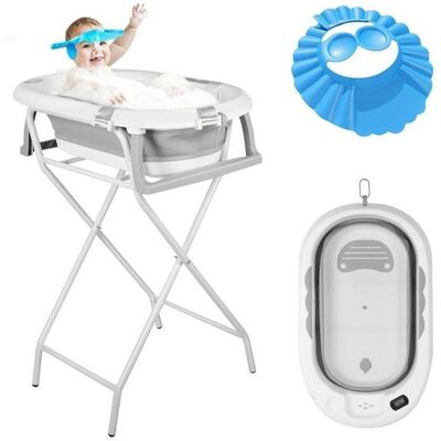 WILLONIN Gris Baignoire de bébé 2-en-1 sur pied et support haut Avec coussin de bain et thermomètre Digital Drainage Intégré 82x48x21cm Gris - Publicité WILLONIN Gris Baignoire de bébé 2-en-1 sur pied et support haut Avec coussin de bain et thermomètre Digital Drainage Intégré 82x48x21cm Gris - Publicité