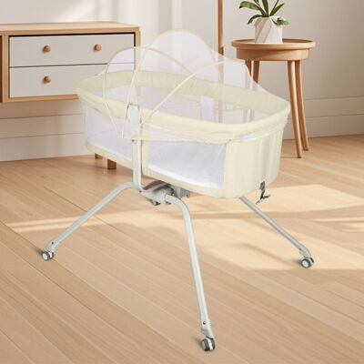 HOMEWELL YIPEEMA. LIT BÉBÉ MULTIFONCTIONNEL AVEC ROULETTES POUR FACILITER LE DÉPLACEMENT 94*70*80CM BEIGE. Beige - Publicité HOMEWELL YIPEEMA. LIT BÉBÉ MULTIFONCTIONNEL AVEC ROULETTES POUR FACILITER LE DÉPLACEMENT 94*70*80CM BEIGE. Beige - Publicité