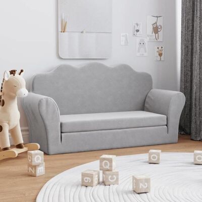 Canapé-lit enfants - vidaXL - Gris clair - Peluche douce - 2 places - 94x34-90x48 cm - Housse amovible - Mousse épaisse Gris - Publicité Canapé-lit enfants - vidaXL - Gris clair - Peluche douce - 2 places - 94x34-90x48 cm - Housse amovible - Mousse épaisse Gris - Publicité