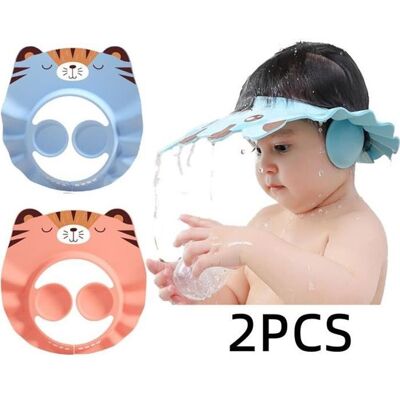 Casquette de bain bébé Chapeau de Protection de Douche enfants Réglable Visière Bonnet de Douche pour Garçon Fille 2pcs(Tigre) Bleu - Publicité Casquette de bain bébé Chapeau de Protection de Douche enfants Réglable Visière Bonnet de Douche pour Garçon Fille 2pcs(Tigre) Bleu - Publicité
