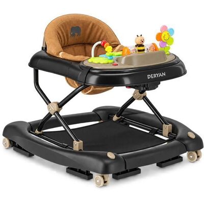 Chaise de marche 4-en-1 de luxe Deryan- Fonction balançoire - Inclus set de jeu et plateau - Pliable - Noir/Nougat Noir - Publicité Chaise de marche 4-en-1 de luxe Deryan- Fonction balançoire - Inclus set de jeu et plateau - Pliable - Noir/Nougat Noir - Publicité