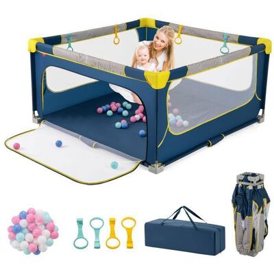 Parc Bébé Pliable 150x150 cm COSTWAY-Tissue Oxford sans BPA-Portail Zippé-50 Balle de Mer-4 Anneaux de Levée-Sac de Transport-Bleu Bleu - Publicité Parc Bébé Pliable 150x150 cm COSTWAY-Tissue Oxford sans BPA-Portail Zippé-50 Balle de Mer-4 Anneaux de Levée-Sac de Transport-Bleu Bleu - Publicité