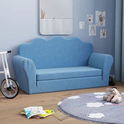 Canapé-lit pour enfants - vidaXL - 2 places - Bleu - Peluche douce - 94x34-90x48 cm - Housse amovible - Mousse épaisse Bleu - Publicité Canapé-lit pour enfants - vidaXL - 2 places - Bleu - Peluche douce - 94x34-90x48 cm - Housse amovible - Mousse épaisse Bleu - Publicité