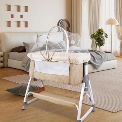 HOMEWELL YIPEEMA. LIT BÉBÉ RÉGLABLE - LIT CODODO BÉBÉ - ÉQUIPÉ DE MOUSTIQUAIRE - 80*40*100-116 CM - BEIGE. Beige - Publicité HOMEWELL YIPEEMA. LIT BÉBÉ RÉGLABLE - LIT CODODO BÉBÉ - ÉQUIPÉ DE MOUSTIQUAIRE - 80*40*100-116 CM - BEIGE. Beige - Publicité
