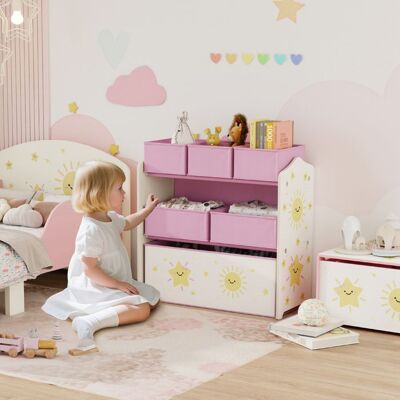 Generic Meuble rangement enfant à 3 niveaux étagère de rangement pour jouets enfants avec 6 boîtes en tissu amovibles rose Rose - Publicité Generic Meuble rangement enfant à 3 niveaux étagère de rangement pour jouets enfants avec 6 boîtes en tissu amovibles rose Rose - Publicité