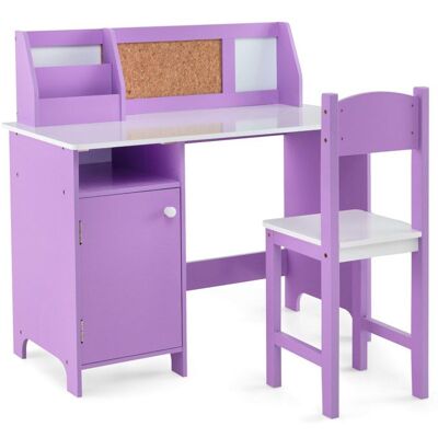 COSTWAY Bureau pour Enfants 3 Ans+ avec Chaise d’Étude Tableau Blanc Marqueur Tableau d’Affichage Bibliothèque en Bois Violet - Publicité COSTWAY Bureau pour Enfants 3 Ans+ avec Chaise d’Étude Tableau Blanc Marqueur Tableau d’Affichage Bibliothèque en Bois Violet - Publicité