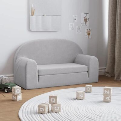 Canapé-lit enfants - vidaXL - 2 places - Gris clair - Peluche douce - 84x(34-90)x45 cm - Housse amovible Gris - Publicité Canapé-lit enfants - vidaXL - 2 places - Gris clair - Peluche douce - 84x(34-90)x45 cm - Housse amovible Gris - Publicité