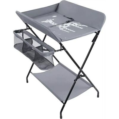 DRIPEX Table à langer pliable - Coussin de baignoire - Avec motif girafe ceinture de sécurité et panier de rangement - 80 x 63 x 96 cm Gris - Publicité DRIPEX Table à langer pliable - Coussin de baignoire - Avec motif girafe ceinture de sécurité et panier de rangement - 80 x 63 x 96 cm Gris - Publicité