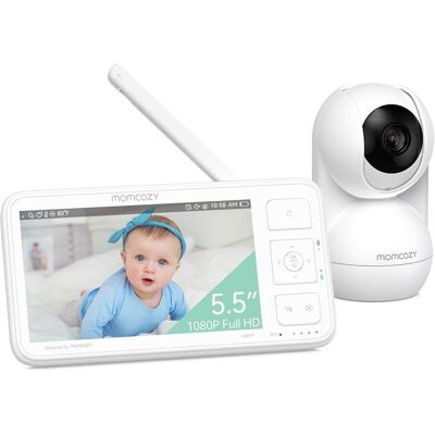 Momcozy Babyphone avec caméra Écran 5.5 Pouces Full HD 1080P Moniteur bébé sans WLAN 5800 mAh Vision Nocturne Claire Blanc - Publicité Momcozy Babyphone avec caméra Écran 5.5 Pouces Full HD 1080P Moniteur bébé sans WLAN 5800 mAh Vision Nocturne Claire Blanc - Publicité