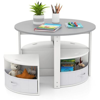 Ensemble Table et Chaises pour Enfants - COSTWAY - 4 Tabourets - 4 Tiroirs en Tissu pour Activités Jeux Art Lecture Gris Gris - Publicité Ensemble Table et Chaises pour Enfants - COSTWAY - 4 Tabourets - 4 Tiroirs en Tissu pour Activités Jeux Art Lecture Gris Gris - Publicité