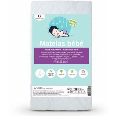 EASY DORT Matelas 70x100 cm berceau bébé ou lit bébé Blanc - Publicité EASY DORT Matelas 70x100 cm berceau bébé ou lit bébé Blanc - Publicité