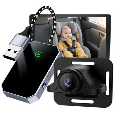 NOBRAND Caméra bébé voiture HD – Adaptateur CarPlay filaire vers sans fil – Vision nuit 1080P – Angle 150° – Noir Noir - Publicité NOBRAND Caméra bébé voiture HD – Adaptateur CarPlay filaire vers sans fil – Vision nuit 1080P – Angle 150° – Noir Noir - Publicité