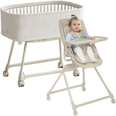 Lit Bébé 3en1 LIONELO Maddie Set - Évolutive - Transat - Chaise haute - Pliable - Jusqu’à 15 kg - 4 roues - Matelas inclus Beige - Publicité Lit Bébé 3en1 LIONELO Maddie Set - Évolutive - Transat - Chaise haute - Pliable - Jusqu’à 15 kg - 4 roues - Matelas inclus Beige - Publicité
