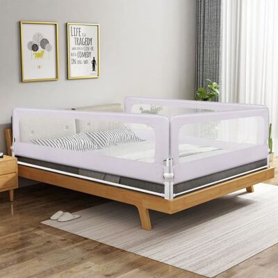 Barrière de lit bébé pliante et ajustable - HOMEWELL - Gris - Universelle pour tout type de lit Gris - Publicité Barrière de lit bébé pliante et ajustable - HOMEWELL - Gris - Universelle pour tout type de lit Gris - Publicité