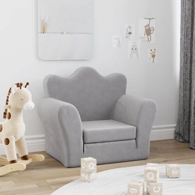 Canapé-lit pour enfants - vidaXL - Gris clair - Peluche douce - 54x34-90x45 cm - Housse amovible - Mousse épaisse Gris - Publicité Canapé-lit pour enfants - vidaXL - Gris clair - Peluche douce - 54x34-90x45 cm - Housse amovible - Mousse épaisse Gris - Publicité
