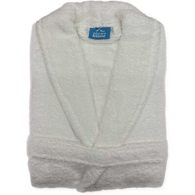 ALPES BLANC - Peignoir de bain Mixte à col Châle 100% coton 450 g – Blanc Taille XL - Doux et absorbant – Style intemporel Blanc - Publicité ALPES BLANC - Peignoir de bain Mixte à col Châle 100% coton 450 g – Blanc Taille XL - Doux et absorbant – Style intemporel Blanc - Publicité