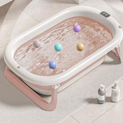 HOMEWELL YIPEEMA. BAIGNOIRE BÉBÉ PLIABLE AVEC SIÈGE DE BAIN BÉBÉ ET THERMOMÈTRE INTÉGRÉ 72*45*17CM ROSE. Rose - Publicité HOMEWELL YIPEEMA. BAIGNOIRE BÉBÉ PLIABLE AVEC SIÈGE DE BAIN BÉBÉ ET THERMOMÈTRE INTÉGRÉ 72*45*17CM ROSE. Rose - Publicité