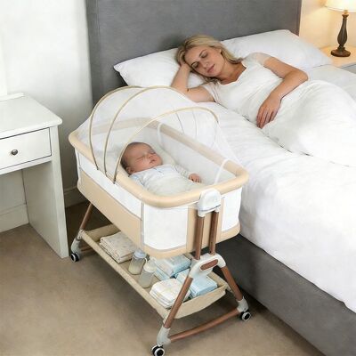 BERCEAU PORTABLE POUR BÉBÉ - HOMEWELL - HAUTEUR RÉGLABLE - 90*60*90-115CM - BEIGE Beige - Publicité BERCEAU PORTABLE POUR BÉBÉ - HOMEWELL - HAUTEUR RÉGLABLE - 90*60*90-115CM - BEIGE Beige - Publicité
