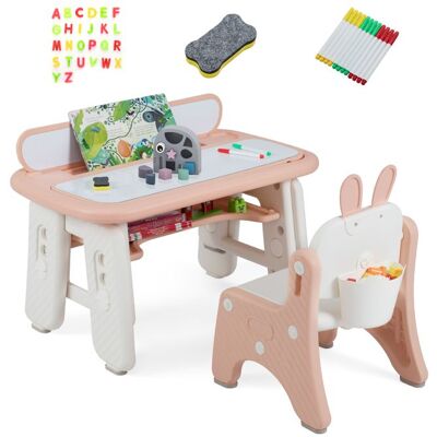 COSTWAY Ensemble Table et Chaise Enfant-39 Accessoires-2 Planches à Dessin Magnétique Effaçable-Étagère de Rangements 1-12 ans Rose Rose - Publicité COSTWAY Ensemble Table et Chaise Enfant-39 Accessoires-2 Planches à Dessin Magnétique Effaçable-Étagère de Rangements 1-12 ans Rose Rose - Publicité