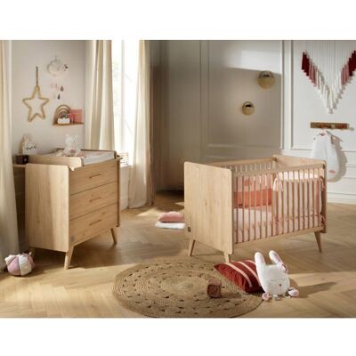 Chambre bébé duo - Lit 120 x 60 cm + Commode 3 tiroirs - Arty - SAUTHON Marron - Publicité Chambre bébé duo - Lit 120 x 60 cm + Commode 3 tiroirs - Arty - SAUTHON Marron - Publicité
