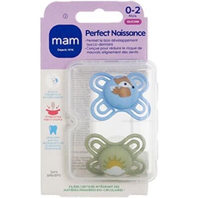 Sucettes-MAM Sucette Perfect Naissance - 0-2 Mois - Silicone - X2 (Modèle : Renard et Soleil) - Publicité Sucettes-MAM Sucette Perfect Naissance - 0-2 Mois - Silicone - X2 (Modèle : Renard et Soleil) - Publicité
