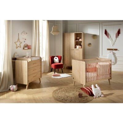 Chambre bébé trio - Lit 120 x 60 cm + Commode 3 tiroir + Armoire Chêne suave - Arty - SAUTHON Marron - Publicité Chambre bébé trio - Lit 120 x 60 cm + Commode 3 tiroir + Armoire Chêne suave - Arty - SAUTHON Marron - Publicité