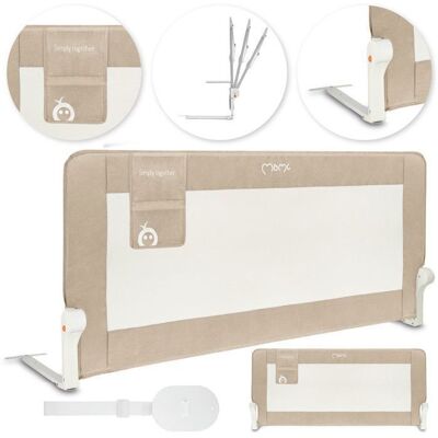 MoMi LEXI PLUS XL - Barrière de lit bébé 150×66 cm - Pliable 180° - Système de sécurité - Filet respirant - Grande poche - Beige Beige - Publicité MoMi LEXI PLUS XL - Barrière de lit bébé 150×66 cm - Pliable 180° - Système de sécurité - Filet respirant - Grande poche - Beige Beige - Publicité