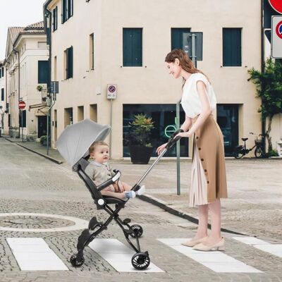 HOMEWELL YIPEEMA. Poussette bébé avec roues pivotantes à 360° pour un voyage facile 30*55*86 5cm gris. Gris - Publicité HOMEWELL YIPEEMA. Poussette bébé avec roues pivotantes à 360° pour un voyage facile 30*55*86 5cm gris. Gris - Publicité
